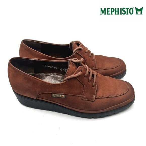 Mephisto Womens Moc Toe Lace Up Shoes Brown Nubuck Leather US 6.5 - Picture 1 of 11